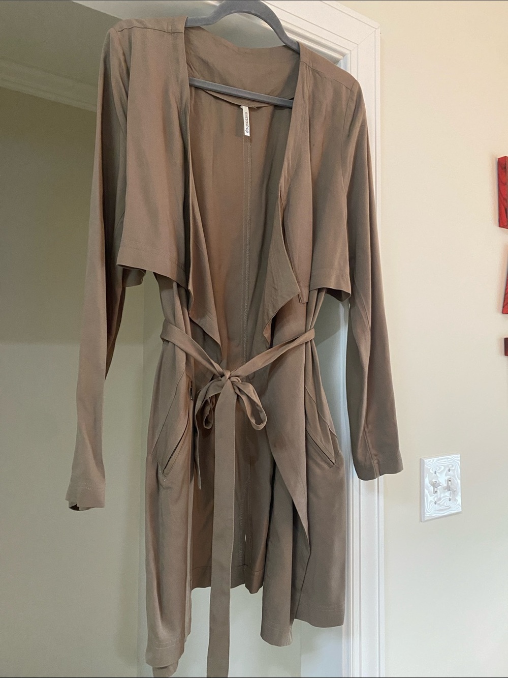 mittoshop Taupe Draped Self Tie-Waist Blazer / Sz L